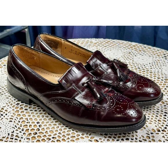 JOHNSTON & MURPHY Tassel Burgundy Sz 9 M Men Leather Slip-On Dress Loafers 3152 - Picture 8 of 15